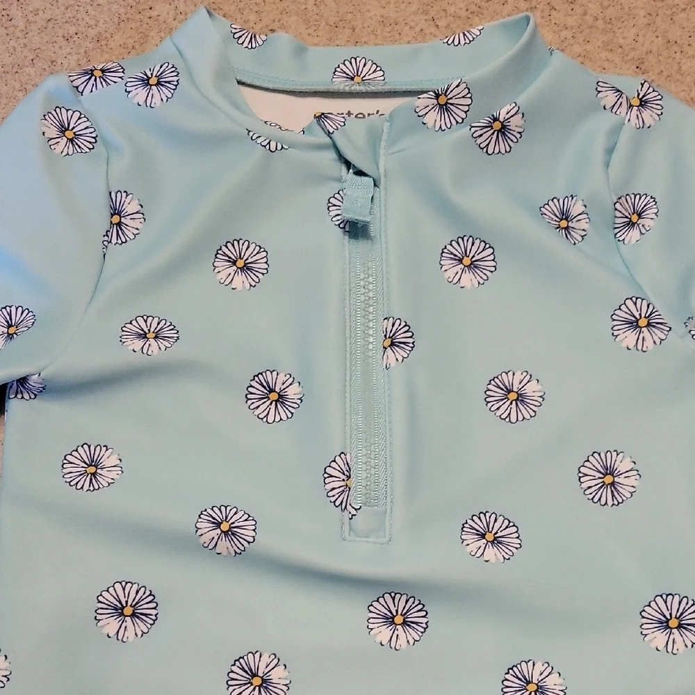 Carter's Light Blue Floral Kids Rashguard Size 18 Months